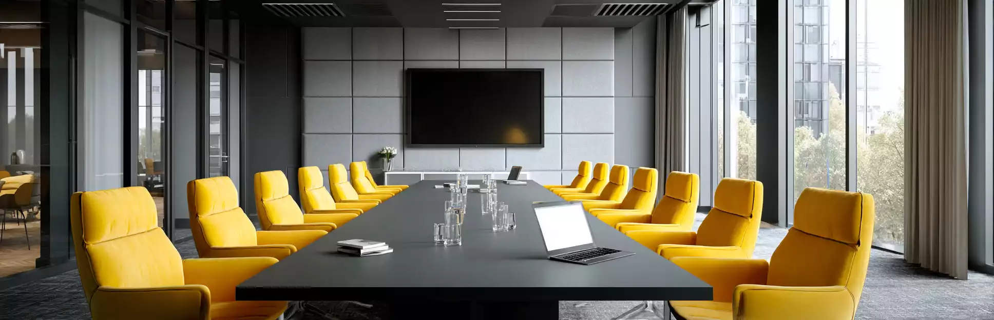 Secure board room setup for confidential meetings