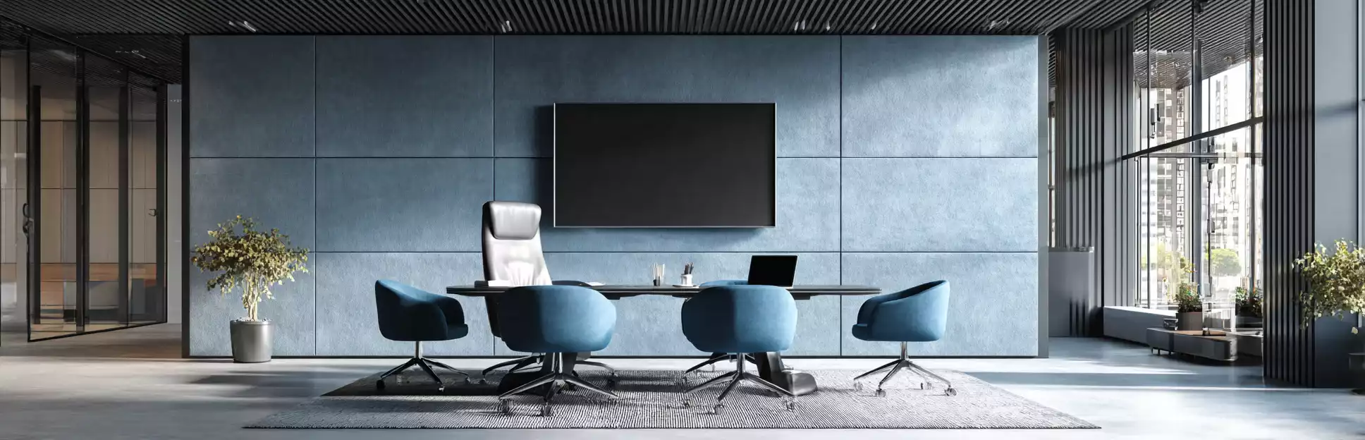 Secure executive office meeting room setup