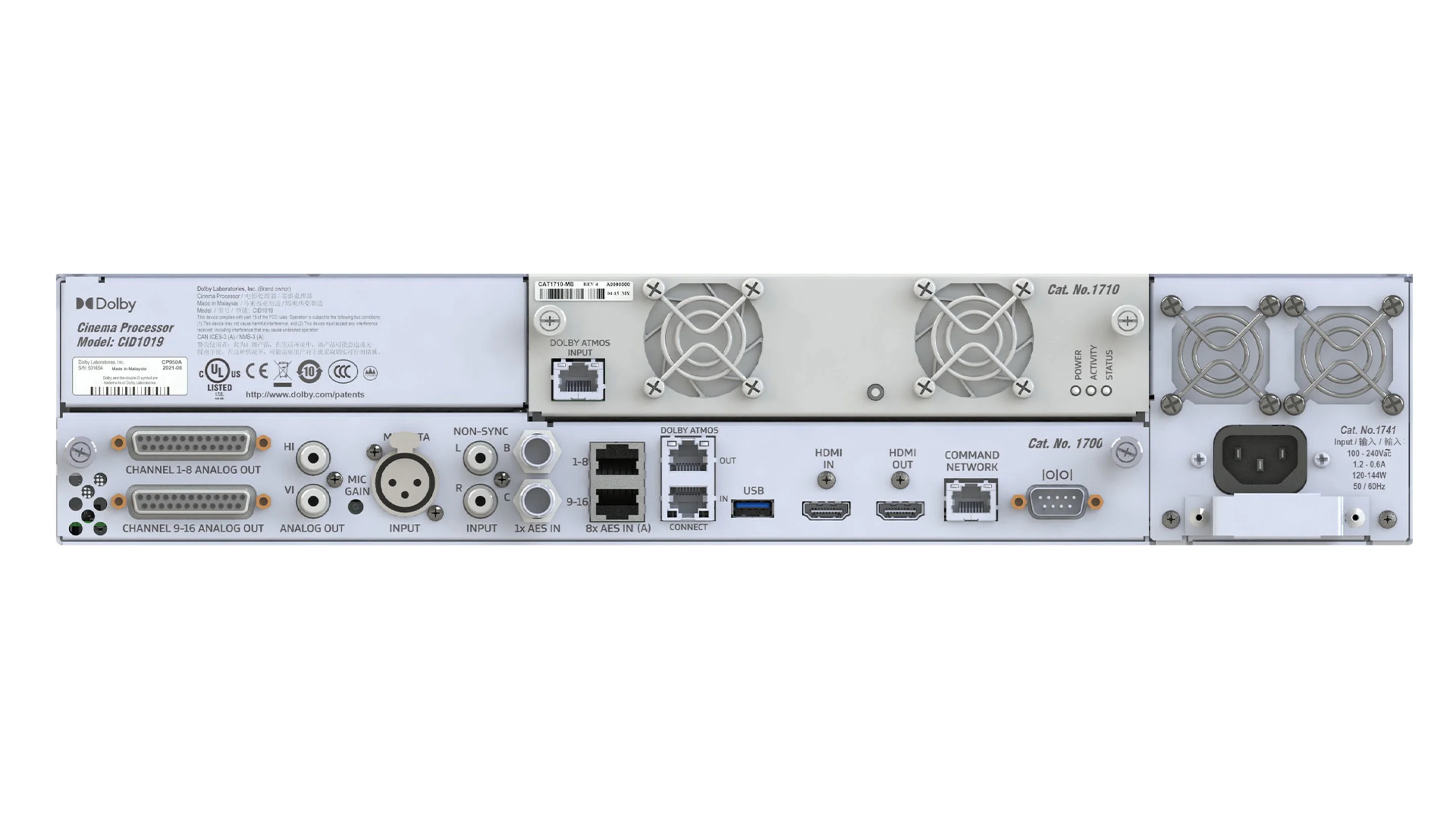 Dolby Atmos Cinema Processor CP950A Rear I/O Panel