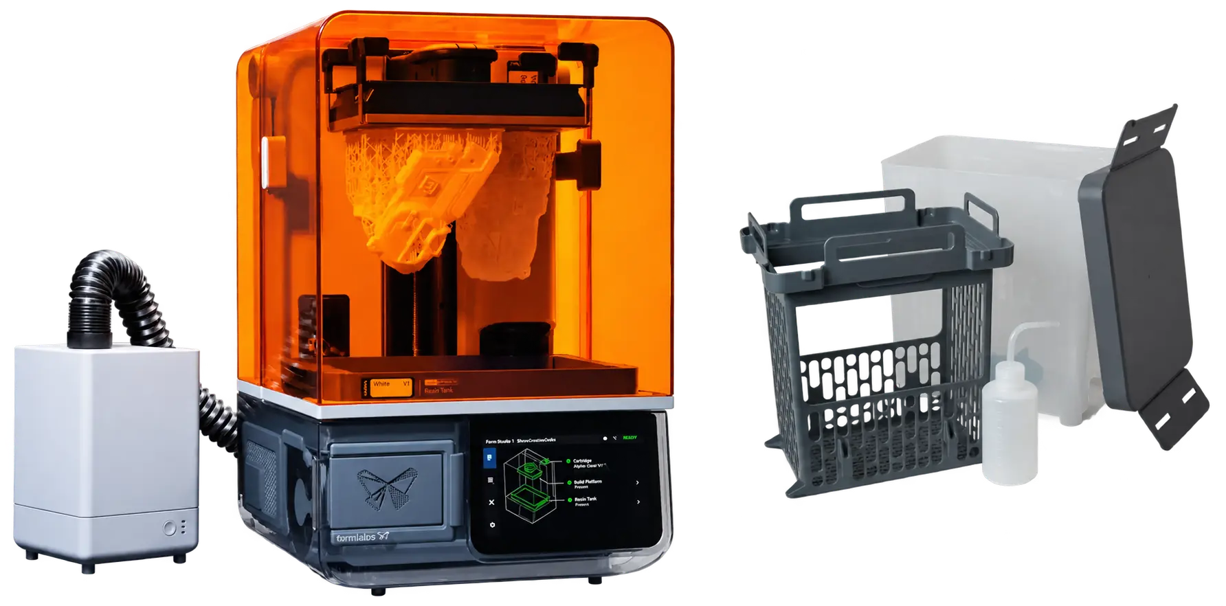 Form Studio 1 printer with VOC Extractor and Wash+Cure accessories