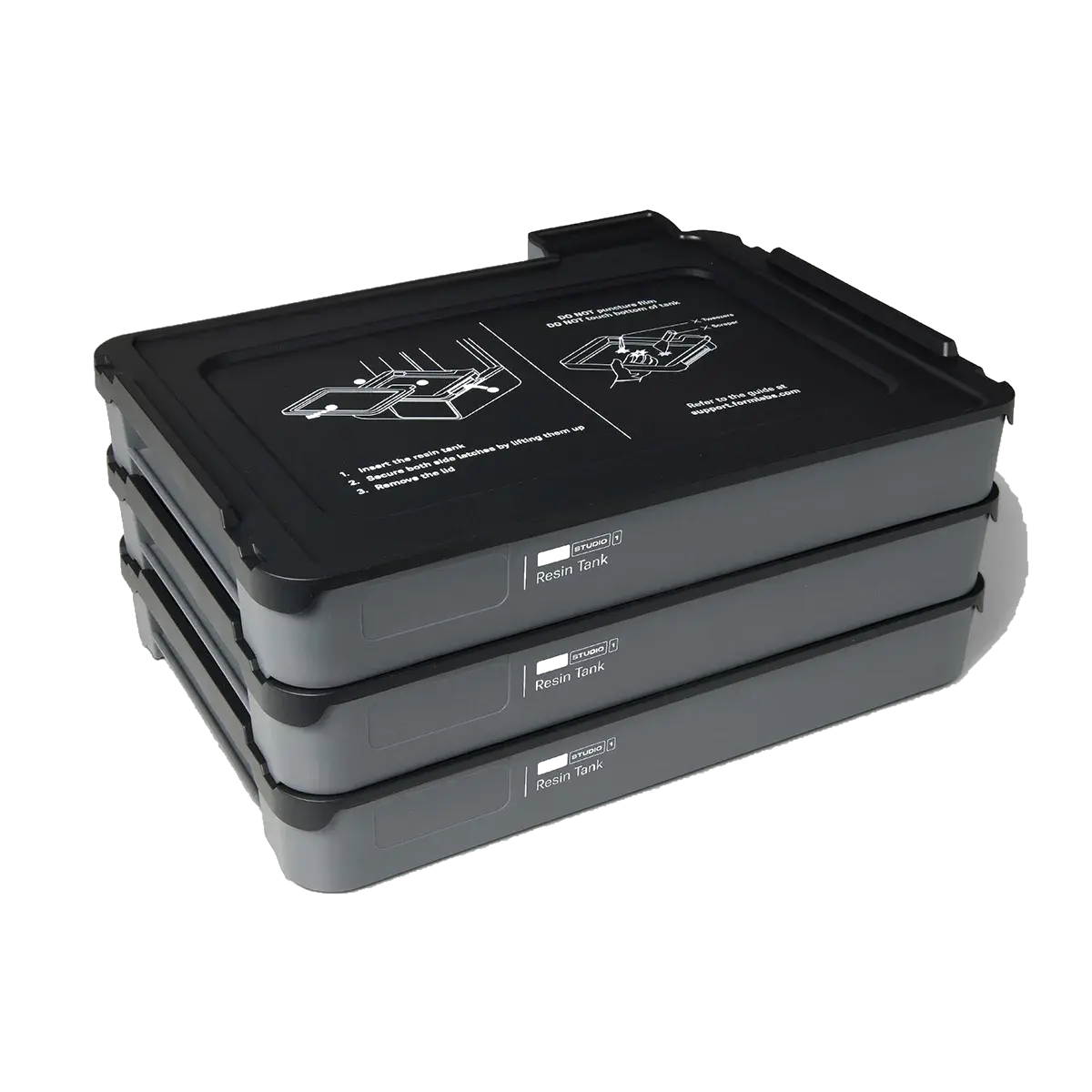 Stack of three Form Studio 1 Resin Tanks with lid
