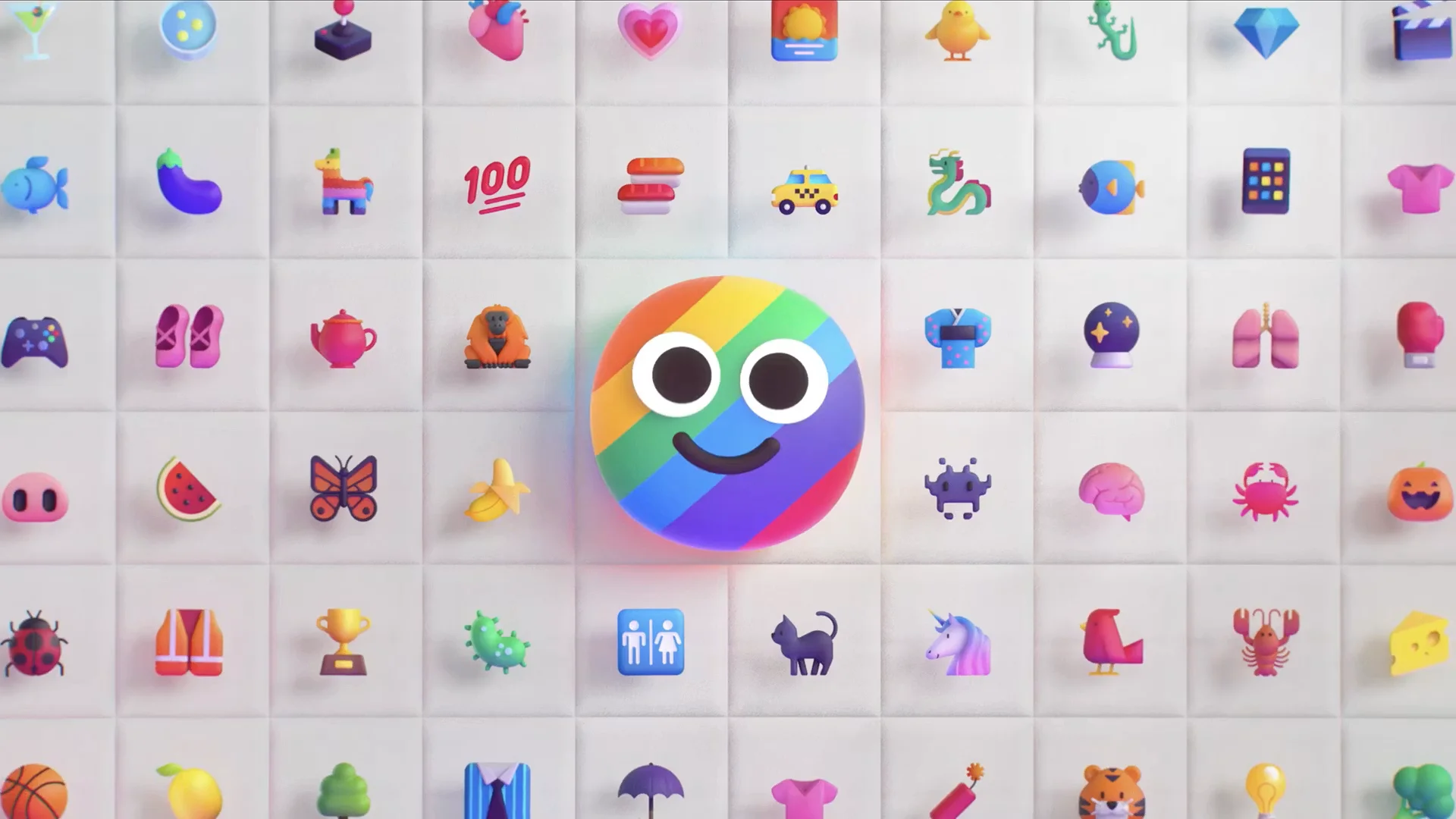 Colourful icon and illustration grid created by a visual designer using Cinema 4D