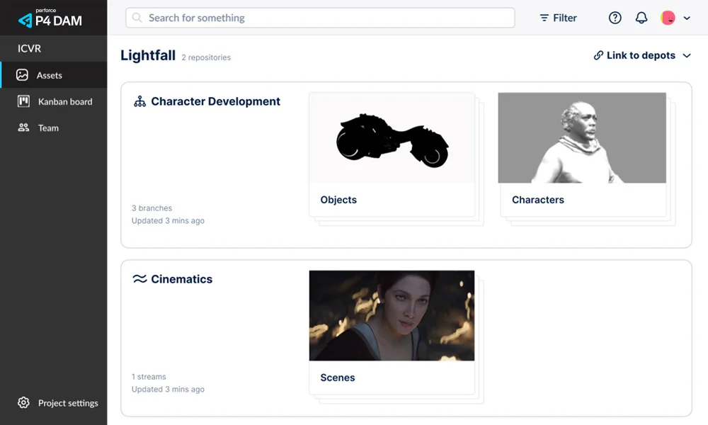 Perforce P4 DAM for organizing and sharing reusable creative assets