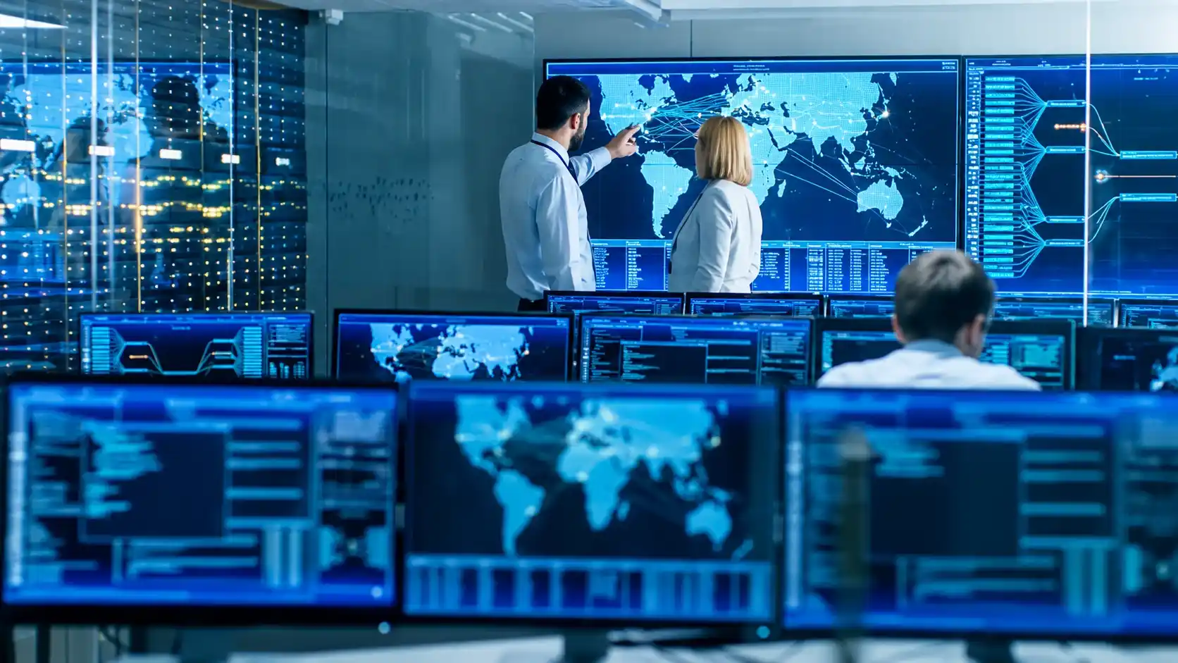 VuWall control room with video wall and KVM visualization