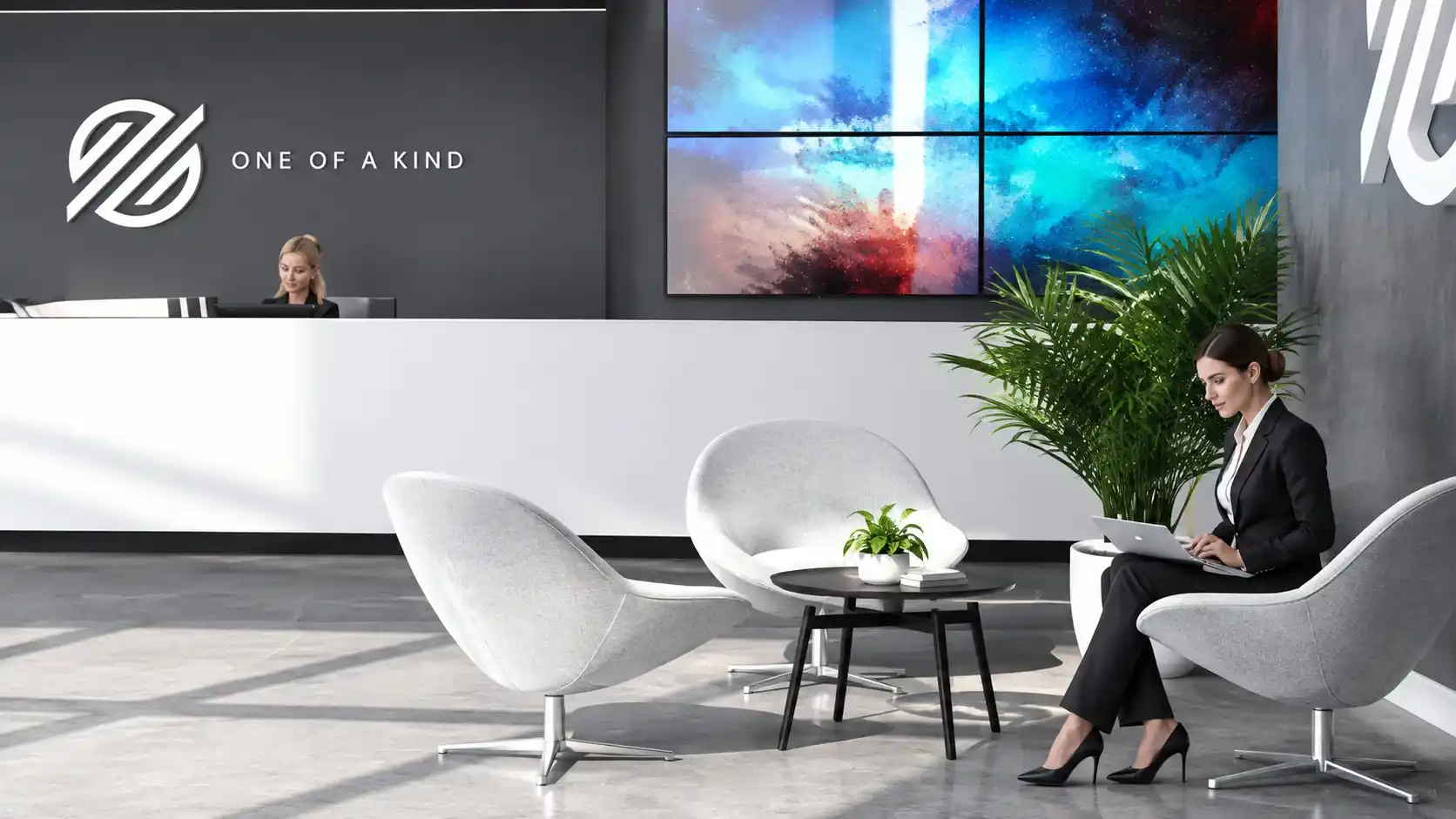 VuWall lobby signage with centralized content management and AV distribution